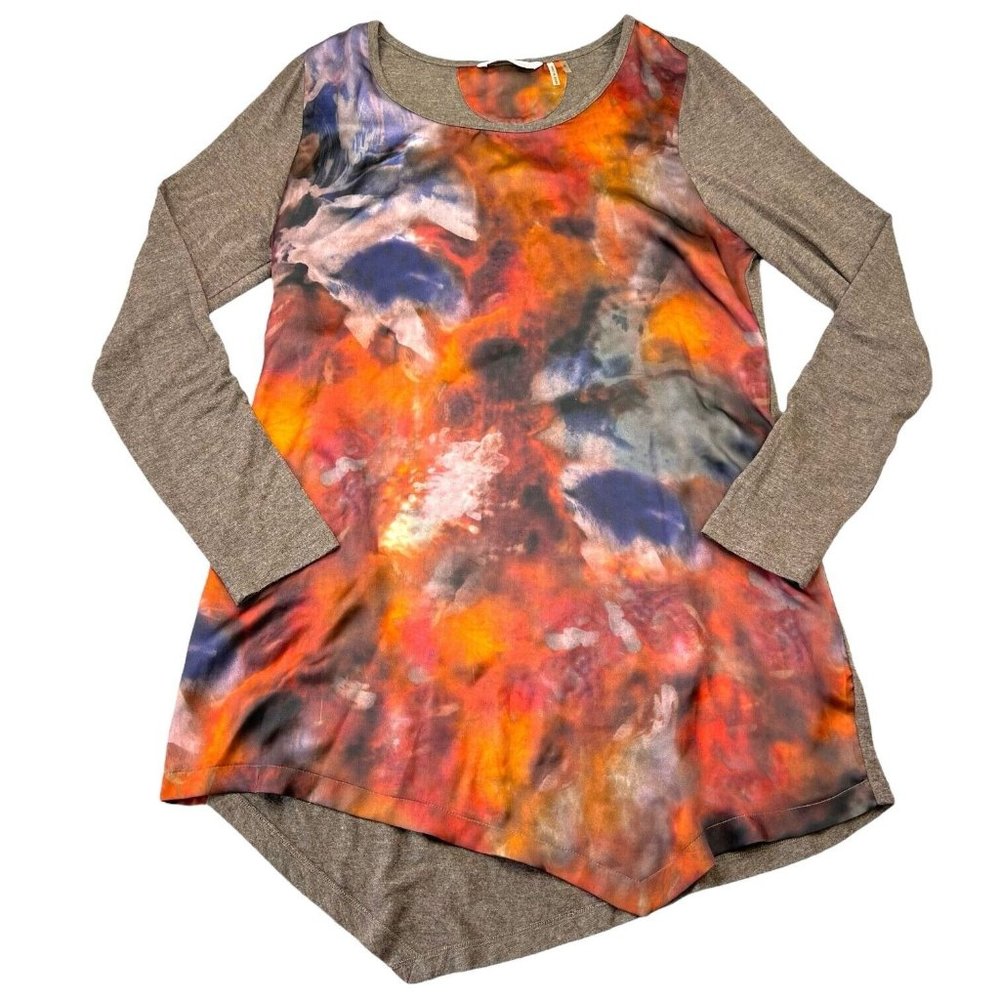 Soft Surroundings Womens Asymmetric Tunic Top Size‎ Small Flowy Multicolor L/S